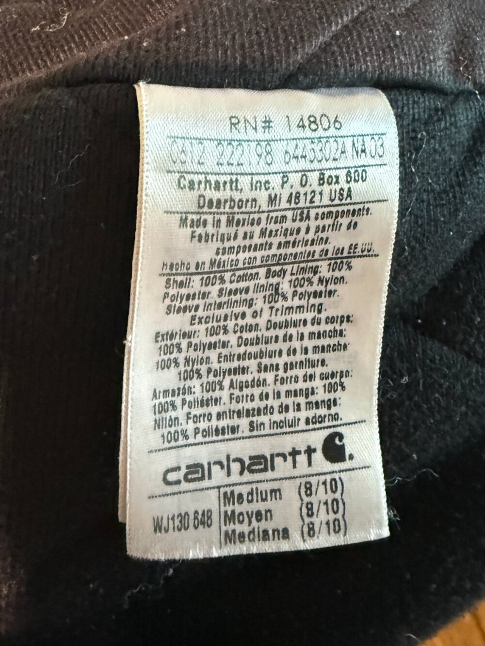 Vintage Carhartt Quilt-Lined Hooded Jacket WJ130 Women's Size Medium 8/10 RARE - Picture 15 of 16
